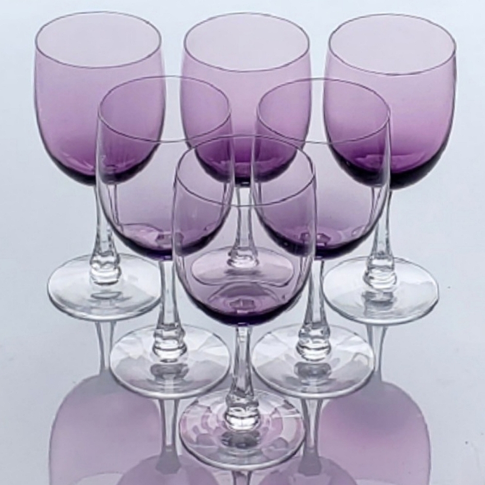 (3 Left) "Fascination Lilac" 8oz Glasses by Fostoria 🇺🇸 - Picture 2 of 9